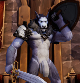 abs anthro balls big_balls big_penis bottomless clothed clothing flaccid foreskin fur genitals green_eyes grey_body grey_fur humanoid_genitalia humanoid_penis male male_anthro melee_weapon muscular muscular_anthro muscular_male nude penis pubes sharp_teeth solo sword teeth topwear topwear_only vein veiny_penis weapon nuber blizzard_entertainment warcraft canid canine canis humanoid mammal werecanid werecreature wolf worgen 3d_(artwork) absurd_res digital_media_(artwork) hi_res