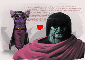 ambiguous_gender angry anthro blue_body clothing coat female freckles group hair heart_symbol long_hair muscular muscular_anthro muscular_female purple_body soul spikes temptation text topwear trio mikelocesterlanders deltarune undertale_(series) kris_dreemurr susie_(deltarune) human mammal reptile scalie soul_(undertale) english_text hi_res