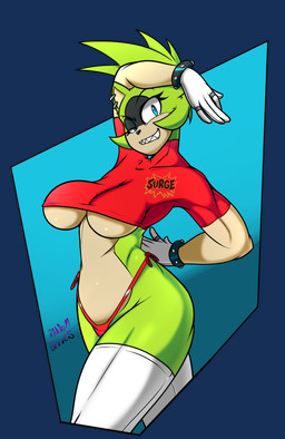 anthro big_breasts breasts clothing ear_piercing female gloves handwear looking_at_viewer piercing solo thong underwear randomgloves idw_publishing sega sonic_the_hedgehog_(comics) sonic_the_hedgehog_(idw) sonic_the_hedgehog_(series) surge_the_tenrec afrosoricid mammal tenrec 2022 alpha_channel hi_res