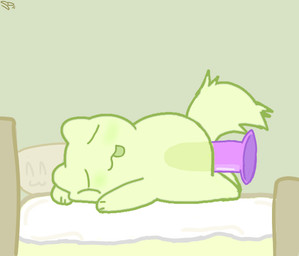 anal anal_penetration anthro bed blush chibi dildo dildo_in_ass dildo_insertion eyes_closed fur furniture green_body green_fur lying lying_on_bed male male/male object_in_ass on_bed on_front overweight overweight_anthro penetration pink_dildo sex_toy sex_toy_in_ass sex_toy_insertion solo tongue tongue_out dvdcce felid feline mammal
