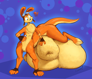 animal_genitalia balls big_balls big_sheath clothing eyewear fur genitals gloves goggles handpaw handwear huge_balls huge_sheath hyper hyper_balls hyper_genitalia hyper_sheath looking_at_genitalia male nude open_mouth orange_body paws sheath simple_background solo tail dawmino jak_and_daxter naughty_dog sony_corporation sony_interactive_entertainment daxter mammal mustelid ottsel taur 2025 absurd_res digital_media_(artwork) hi_res