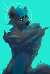 anthro blue_spots crossed_arms cyan_background fur grey_body looking_at_viewer male markings nude simple_background spots spotted_body spotted_fur tail anonymous_artist ezekiel_yeen hyena mammal spotted_hyena hi_res