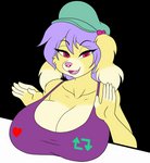 anthro big_breasts bouncing_breasts breast_rest breasts cleavage clothed clothing female female_anthro fur hair heart_symbol open_mouth pink_nose purple_hair red_eyes shirt simple_background solo tank_top topwear transparent_background yellow_body yellow_fur skidd rook_(skidd) canid canine canis domestic_dog mammal 2d_animation alpha_channel animated frame_by_frame loop short_playtime