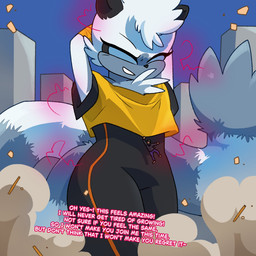 anthro big_tail city_crushing city_destruction destruction dialogue dust dust_cloud extreme_size_difference female fur grey_body grey_fur hands_above_head macro rubble size_difference sky solo tail text walking white_body white_fur thesigmaarts idw_publishing sega sonic_the_hedgehog_(comics) sonic_the_hedgehog_(idw) sonic_the_hedgehog_(series) tangle_the_lemur human lemur mammal primate ring-tailed_lemur strepsirrhine 1:1 english_text hi_res
