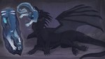 ambiguous_gender balls black_body black_claws black_scales blue_body blue_fur blue_pawpads blue_scales claws duo feral fur genitals grey_anus larger_pred male male/ambiguous pawpads perineum scales size_difference ventral_scales vore white_body white_scales santanahoffman european_mythology mythology dragon mythological_creature mythological_scalie scalie western_dragon hi_res