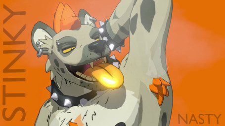 anthro armpit_fetish armpit_hair armpit_musk armpit_sniffing armpit_tuft body_hair collar fur green_body green_fur male multiple_piercings musclegut muscular musk musk_cloud orange_background orange_body orange_fur orange_tongue piercing raised_arm simple_background smelly sniffing solo spiked_collar spikes tongue cheesy_dingo mutt_(muttlee) hyena mammal 16:9 3d_(artwork) 3d_animation animated digital_media_(artwork) hi_res no_sound short_playtime webm widescreen