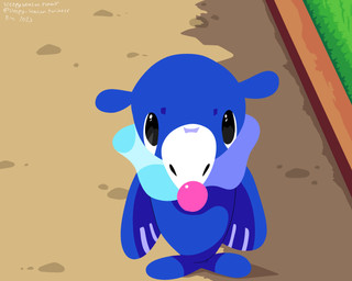 ambiguous_gender black_eyes blue_body feral grass looking_at_viewer markings plant solo standing_on_tail tail whisker_markings sleepy_sealion nintendo pokemon generation_7_pokemon pokemon_(species) popplio 2025 5:4 absurd_res dated hi_res signature