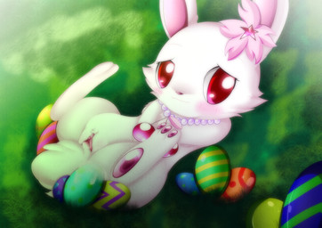 blush egg female feral fur genitals grass holidays long_ears looking_at_viewer plant simple_background solo vulva wet white_body white_fur mrsorange easter jewelpet sanrio sega sega_fave ruby_(jewelpet) hare japanese_hare lagomorph leporid mammal