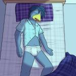 1:1 anthro avian beak bed bird bluebird briefs bulge clothing eyes_closed furniture fuze hi_res josh_oliver male open_mouth oscine passerine sleeping solo teeth_showing texnatsu thrush_(bird) tighty_whities tongue_showing translucent translucent_briefs translucent_clothing translucent_underwear underwear white_briefs white_clothing white_underwear