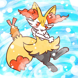ambiguous_anthro ambiguous_gender anthro biped blush closed_smile digitigrade dutch_angle food front_view looking_at_viewer mouth_closed object_in_tail on_one_leg shrimp_(food) simple_background smile solo standing tail annyui0611 nintendo pokemon braixen canid generation_6_pokemon mammal pokemon_(species) 1:1 2022 digital_drawing_(artwork) digital_media_(artwork) full-length_portrait hi_res japanese_description portrait translated_description