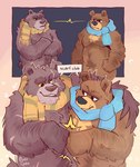 anthro biped black_nose brown_body brown_fur duo fur hug male scar scarf overcyan dreamworks duolingo puss_in_boots_(franchise) falstaff_(duolingo) papa_bear_(puss_in_boots) bear mammal 2023 absurd_res crossover hi_res