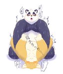 anthro black_body black_fur black_nose blush bodily_fluids duo eyes_closed fur kemono male overweight overweight_male sex simple_background sweat text white_background white_body white_fur armadirou bear domestic_cat felid feline felis giant_panda mammal 2020 hi_res japanese_text