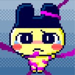 1:1 anthro blush bodily_fluids low_res male mametchi nipple_fetish raised_arms solo tamagotchi tears tentacles thumbnail