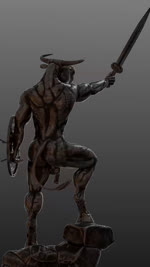 abs animal_genitalia animal_penis anthro balls big_penis biped equine_genitalia equine_penis erection genitals holding_object hooves long_penis male melee_weapon muscular muscular_anthro muscular_male nipples nude open_mouth penis saggy_balls sculpting sculpture shield simple_background solo standing statue sword tongue warrior weapon hastegan bovid bovine mammal 2017 3d_(artwork) 3d_animation 9:16 animated digital_media_(artwork) hi_res loop no_sound short_playtime turntable_(animation) webm