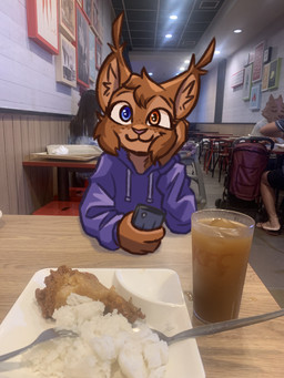 ambiguous_anthro ambiguous_gender anthro beverage blue_eyes cellphone cheek_tuft chicken_meat container creative_censorship cup cutlery ear_tuft electronics facial_tuft food fork freckles fur group head_tuft heterochromia holding_cellphone holding_object holding_phone inner_ear_fluff kitchen_utensils looking_at_viewer meat orange_eyes phone photo_background pose rice smile solo_focus spoon tools tuft theblueberrycarrots kfc marc_(theblueberrycarrots) canid canine felid feline lynx mammal 2025 3:4 censored colored digital_drawing_(artwork) digital_media_(artwork) draw_over hi_res photography_(artwork) male_(lore)