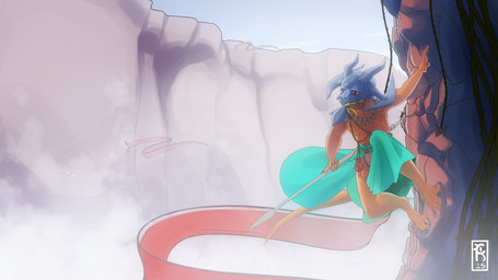 action_pose anthro ball_slip balls bare_chest barely_visible_balls barely_visible_genitalia biped bottomwear clothed clothing detailed_background feet fingers genitals holding_object horn logo male male_anthro melee_weapon nails nipples outside panties polearm pose skimpy skirt solo spear tail text toes underwear untamed_world weapon icecreamrush scalie 16:9 artist_logo digital_media_(artwork) english_text film_grain hi_res shaded wallpaper widescreen
