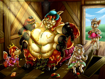 2_horns 3_toes 5_fingers 6_breasts all_fours anthro belly big_belly big_breasts big_nipples big_vulva blue_hair blue_sky bodily_fluids bread breasts burger chair clitoris clothed clothing cloud cloven_hooves corruption crown cutlery day detailed_background digitigrade dress dripping farm fast_food feces feet female fingers floor floppy_ears food fork fries fur furniture genital_fluids genitals grease green_eyes grotesque group hair headgear holding_burger holding_food holding_object hooved_fingers hooves horizontal_pupils horn huge_breasts huge_nipples infection inside iris kitchen_utensils lactating light light_beam long_nipples looking_at_another looking_at_food looking_at_object messy monotone_body monotone_fur multi_breast multi_nipple multicolored_body multicolored_fur nail navel nipples no_underwear nude obese obese_anthro obese_female on_ground orange_body orange_fur overweight overweight_anthro overweight_female pregnant pupils scatplay sitting size_difference sky slob spider_web standing substance_intoxication sucking sunbeam sunlight sweat tan_body tan_fur teats testicular_pregnancy toes tools two_tone_body two_tone_fur underage_pregnancy unguligrade unusual_bodily_fluids unusual_genital_fluids unusual_lactation unusual_pregnancy unusual_vaginal_fluids vaginal_fluids vulva wall_(structure) white_body white_fur wood wood_floor wood_wall young young_anthro young_female zooshi bovid canid canine caprine fox goat hybrid mammal 2022 colored digital_drawing_(artwork) digital_media_(artwork) hi_res lighting shaded signature daughter_(lore) mother_(lore) mother_and_child_(lore) mother_and_daughter_(lore) parent_(lore) parent_and_child_(lore) parent_and_daughter_(lore)