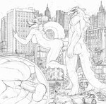 anthro anthro_on_anthro anthro_penetrated anthro_penetrating anthro_penetrating_anthro anus bodily_fluids building car cheek_tuft city city_destruction cutaway destruction duo erection facial_tuft fangs female female_penetrated from_behind_position genitals hair macro male male/female male_penetrating male_penetrating_female narrowed_eyes neck_tuft nude open_mouth outside penetration penile penile_penetration penis penis_in_pussy pussy saliva saliva_string sex short_hair side_view standing standing_sex teeth tongue tongue_out tuft vaginal vaginal_penetration vehicle vein veiny_penis crazydrak canid canine mammal scalie hi_res monochrome