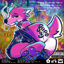 4_toes abstract_background anthro big_butt black_eyes black_nose blue_hair bodily_fluids body_writing bottomwear bottomwear_down bright_colors butt cheek_tuft cigarette clothed clothing collar commando countershade_face countershade_tail countershading drooling drugs facial_tuft feet fluffy fluffy_tail fur glitch hair half-closed_eyes leg_scar looking_at_viewer lying male male/male marijuana markings narrowed_eyes neck_tuft on_side ownership pants pants_down partially_clothed pawpads pet_praise pink_body pink_fur praise psychedelic psychedelic_background purple_pawpads saliva scar scut_tail short_tail shorts smile smiling_at_viewer smoke smoking smoking_cigarette solo substance_intoxication tail text thick_thighs thigh_scar toes tongue tongue_out tuft wounded writing_on_butt eyestrain_warning noelleyy russelbuck_(copyright) noel_(noelleyy) canid canine canis deer domestic_dog husky hybrid mammal nordic_sled_dog spitz 1:1 2026 chromatic_aberration digital_drawing_(artwork) digital_media_(artwork) english_text hi_res