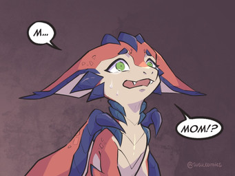 anthro bodily_fluids crying dialogue feral male scared solo tears susu_comics league_of_legends mythology riot_games tencent smolder_(lol) dragon mythological_creature mythological_scalie scalie 4:3