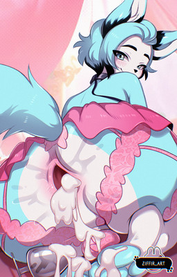 after_anal anthro anus big_butt black_hair black_markings blue_body blue_eyes blue_fur blue_hair blush blush_lines bodily_fluids bottomwear butt butt_focus buttplug clothed clothing collar cum cum_in_ass cum_inside cum_on_feet feet femboy fur gaping gaping_anus genital_fluids hair inside kneeling leaking_cum leash leashed_collar lingerie looking_at_viewer looking_back looking_back_at_viewer male male_anthro markings multicolored_hair paws pink_bottomwear pink_clothing pink_skirt plug_(sex_toy) raised_tail sex_toy short_hair skirt smile solo tail topless topless_male two_tone_hair white_body white_fur ziffir canid canine mammal colored digital_drawing_(artwork) digital_media_(artwork) hi_res shaded