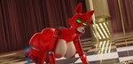 anthro areola big_breasts big_butt breasts butt checkered checkered_floor crossgender ear_piercing ear_ring female glowing glowing_eyes green_eyes machine nipples nude piercing ring_piercing solo lpyro9 five_nights_at_freddy's scottgames foxy_(fnaf) animatronic canid canine fox mammal robot 3d_(artwork) digital_media_(artwork) hi_res