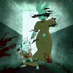 anthro blood bodily_fluids duo electroshock_weapon female fur hallway prison_uniform prisoner scut_tail short_tail smile stun_baton tail weapon whiskers white_body white_fur patagum marx_and_rhubarb max_and_ruby nelvana rosemary_wells youtube youtube_poop rhubarb_(marx_and_rhubarb) ruby_(max_and_ruby) lagomorph leporid mammal rabbit absurd_res hi_res