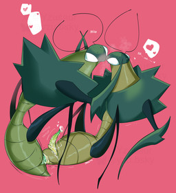 anal anal_penetration antennae_(anatomy) anthro anthro_on_anthro anthro_penetrated anthro_penetrating anthro_penetrating_anthro anus arthropod_abdomen arthropod_abdomen_anus arthropod_abdomen_genitalia arthropod_abdomen_penis bodily_fluids cum cum_in_ass cum_inside duo genital_fluids genitals heart_symbol male male/male male_penetrated male_penetrating male_penetrating_male penetration penis red_background sex simple_background tapering_penis yzusaur hollow_knight:_silksong hollow_knight_(franchise) team_cherry green_prince_(hollow_knight:_silksong) arthropod insect