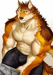 abs anthro biceps bulge clothing eyebrows looking_at_viewer male muscular muscular_anthro muscular_male pecs simple_background solo thick_eyebrows underwear white_background tokuni lifewonders live_a_hero barrel_(live_a_hero) canid canine canis mammal wolf absurd_res hi_res