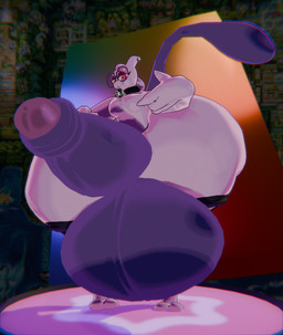 anthro balls bell bell_collar big_balls big_butt big_penis butt clothing collar erection eyewear femboy genital_raphe genitals glasses huge_balls huge_butt huge_penis humanoid_genitalia humanoid_penis hyper hyper_balls hyper_butt hyper_genitalia hyper_penis legwear looking_at_viewer male nude open_mouth penis pink_body raphe_(anatomy) scrotal_raphe smile solo stockings tail thick_thighs wearing_glasses wide_hips shieradevil nintendo pokemon fan_character mark_(shieradevil) felid generation_1_pokemon legendary_pokemon mammal mewtwo pokemon_(species) 3d_(artwork) absurd_res digital_media_(artwork) hi_res shaded