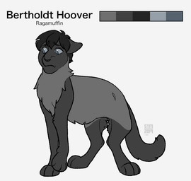 ambiguous_gender black_body black_fur black_nose blue_eyes feral feralized fluffy fur grey_body grey_eyes grey_fur long_legs looking_aside simple_background solo white_background worried silveyytm attack_on_titan bertholdt_hoover domestic_cat felid feline felis mammal ragamuffin_cat 2019