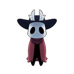 2024 2_horns anthro arthropod black_body black_clothing black_eyes black_hat black_headwear cape clothing digital_media_(artwork) empty_eyes fan_character front_view golde hat headgear headwear hi_res hollow_knight horn insect kerchief male red_cape red_clothing red_kerchief shaded simple_background solo standing team_cherry vessel_(species) white_background white_horn