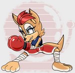 anthro bodily_fluids boxers_(clothing) clothing female fighting_pose pose simple_background solo sweat tomboy underwear blue_archer_(artist) sega sonic_the_hedgehog_(series) fan_character kangaroo macropod mammal marsupial absurd_res colored hi_res