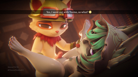 anthro breasts brown_eyes duo female from_front_position genitals green_hair hair lying male male/female missionary_position on_back penis purple_eyes sex shortstack teemoty league_of_legends riot_games tencent teemo_(lol) vex_(lol) yordle 16:9 3d_(artwork) digital_media_(artwork) hi_res widescreen