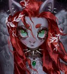 alternative_fashion collar ear_piercing eyebrows facial_piercing female feral fur gem goth green_eyes grey_body grey_fur hair long_hair looking_at_viewer nose_piercing nose_ring piercing red_eyebrows red_hair ring_piercing solo spiked_collar spikes wings p0nyplanet mythology fan_character equid equine mammal mythological_creature mythological_equine pegasus digital_drawing_(artwork) digital_media_(artwork) hi_res