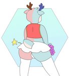 anthro antlers bottomwear bulge butt cheerleader clothed clothing fur furgonomics hair horn legwear male miniskirt pom_poms presenting presenting_hindquarters simple_background skirt solo star star_polygon star_reaction tail tail_through_skirt thigh_highs tight_clothing underwear phant0mhat pixile_studios super_animal_royale deer mammal colored hi_res