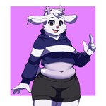 anthro belly bottomwear breasts clothing crossgender ear_piercing facial_piercing female hoodie looking_at_viewer nose_piercing nose_ring piercing ring_piercing shorts solo thick_thighs topwear zairuz moredeer 1:1 absurd_res hi_res