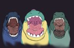 anthro group male male/male mawtel open_mouth sauropods tongue trio uvula vore azathura chio don_bluth the_land_before_time aker_(rouenalmer) grandpa_longneck rouenalmer dinosaur prehistoric_species reptile sauropod sauropodomorph scalie hi_res