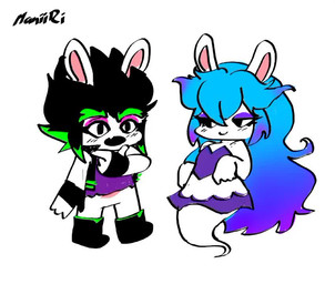 4_fingers 5_fingers anthro arms_bent bangs big_breasts black_boots black_choker black_clothing black_eyes black_fingerless_gloves black_footwear black_gloves black_hair black_handwear black_jewelry black_necklace black_topwear black_vest blue_eyes blue_hair blush blush_lines blushing_profusely boots bottomless bottomless_anthro bottomless_female breasts butt choker cleavage closed_frown clothed clothed_anthro clothed_female clothing curvy_figure dialogue dipstick_ears dominant dominant_anthro dominant_female dress duo ear_markings ears_down eye_contact eyebrows eyelashes eyelashes_through_hair featureless_crotch female female/female female_anthro fingerless_gloves fingers footwear frown fur gloves green_eyebrows green_hair hair half-closed_eyes handwear jewelry kissing_cheek kissing_sound_effect lesbian_pride_colors lgbt_pride light long_ears long_eyelashes long_hair looking_at_another looking_down looking_down_at_partner looking_up_at_partner markings medium_breasts mitten_hands mouth_closed multicolored_ears multicolored_hair narrowed_eyes necklace noseless open_clothing open_mouth open_smile open_topwear open_vest pivoted_ears pride_colors purple_blush purple_body purple_clothing purple_dress purple_ear_tips purple_eyelids purple_eyes purple_hair purple_inner_ear purple_shirt purple_skin purple_tank_top purple_topwear raised_arm scut_tail shirt shoes short_hair short_tail simple_background sitting smile smiling_at_another smiling_at_partner spiky_hair standing straight_arms straight_legs t-pose tail talking_to_another talking_to_partner tank_top text thick_eyebrows thick_thighs topwear torn_tank_top translucent translucent_hair two_tone_hair vest white_background white_body white_fur white_tail wide_eyed gloom_arts mario_bros mario_plus_rabbids_sparks_of_hope nintendo raving_rabbids rayman_(series) ubisoft edge_(mario_plus_rabbids) midnite_(mario_plus_rabbids) spark_hunter ghost hybrid lagomorph mammal rabbid spirit 2022 2d_animation animated artist_name colored crossover digital_media_(artwork) english_description lighting shaded short_playtime sound spanish_audio spanish_description video