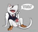 anthro anus balls bottomless clothed clothing dialogue erection genitals male multi_genitalia multi_penis paws penis scar solo teeth text bob-jiggles my_hero_academia principal_nezu mammal mouse murid murine rodent english_text hi_res