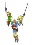 blonde_hair boots carrying_another clothing footwear group hair heart_container_(tloz) hookshot humanoid_pointy_ears light_body light_skin male not_furry pointy_ears shoes simple_background square_crossover trio wet wet_clothing eunjuragi breath_of_the_wild nintendo ocarina_of_time the_legend_of_zelda wind_waker link toon_link young_link elf humanoid hylian