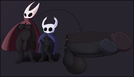 anthro ball_size_difference balls big_balls big_breasts big_penis biped black_balls black_eyes black_penis border bottomless breasts cloak clothed clothing comparing comparing_penis crossgender duo erection featureless_feet feet flaccid foreskin ftg_crossgender fti_crossgender genitals gynomorph hollow_eyes huge_balls huge_penis humanoid_genitalia humanoid_penis intersex long_penis male mouthless nipples penis penis_size_difference purple_border retracted_foreskin simple_background small_but_hung thick_penis thick_thighs wide_hips not_safe_for_reality hollow_knight_(franchise) team_cherry hornet_(hollow_knight) the_knight_(hollow_knight) arthropod insect vessel_(species) 2019 digital_media_(artwork) brother_(lore) sibling_(lore)