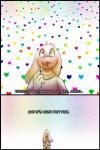 anthro black_border bodily_fluids border crying fur heart_symbol heterochromia rainbow smile solo tears text white_body white_fur scottderg undertale undertale_(series) asriel_dreemurr boss_monster_(undertale) bovid caprine goat mammal 2015 2:3 absurd_res comic english_text hi_res