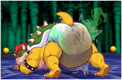 blush butt claws diaper feces hair horn looking_at_viewer male male_pooping one_eye_closed pattern_diaper pixelated_background pooping presenting presenting_hindquarters red_hair shell soiled_diaper soiling soiling_diaper solo stink_fumes unclean_diaper used_diaper alexnoiver mario_bros nintendo bowser dragon_koopa koopa scalie hi_res