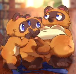 anthro balls belly blue_eyes blush brown_body brown_fur erection flaccid fur genitals group male male/male moobs navel nipples penis young young_male listkun_yes animal_crossing nintendo timmy_nook tom_nook_(animal_crossing) tommy_nook canid canine mammal raccoon_dog tanuki 2025 hi_res brother_(lore) brothers_(lore) incest_(lore) nephew_(lore) sibling_(lore) uncle_(lore) uncle_and_nephew_(lore)