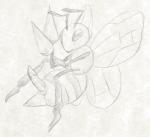 2015 animal_genitalia arthropod beedrill big_penis blush erection feral generation_1_pokemon genitals graphite_(artwork) horn hymenopteran insect insect_wings looking_at_viewer male monochrome nintendo pencil_(artwork) penis pokemon pokemon_(species) simple_background solo traditional_media_(artwork) white_background wings yaroul