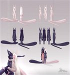 black_hair blush breasts clothed clothing duo featureless_breasts featureless_crotch female front_view fully_clothed grey_tongue hair long_hair nude pale_skin pink_tongue rear_view small_breasts tongue white_hair pustyxox alien humanoid hi_res multiple_images