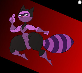 4_fingers anthro clothing covered_mouth curvy_figure facial_markings femboy fingerless_gloves fingers fur gloves gradient_background handwear head_markings heart_nose heart_symbol legwear logo male markings mask_(marking) ninja ninja_outfit purple_body purple_fur simple_background small_waist solo striped_markings striped_tail stripes tail tail_markings text thick_thighs tights warrior wasp_waist wide_hips thatdawgmurray happy_tree_friends mortal_kombat lorenzo_(subzerowizardo) mammal procyonid raccoon 2025 aliasing artist_logo artist_name digital_media_(artwork) hi_res signature