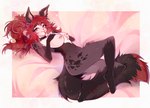 absurd_res anthro bed bed_sheet bedding canid canine canis domestic_dog female fox furniture hi_res mammal mature_(disambiguation) nude questionable solo tokkot true_fox