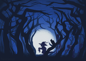 ambiguous_gender anthro bone clothed clothing detailed_background forest fully_clothed glowing glowing_eyes group hat headgear headwear holding_object lamp lantern light magic_user necromancer night outside plant robe silhouette skeleton tree walking tamlin123 dungeons_and_dragons hasbro wizards_of_the_coast azuril animated_skeleton kobold reptile scalie undead 2019